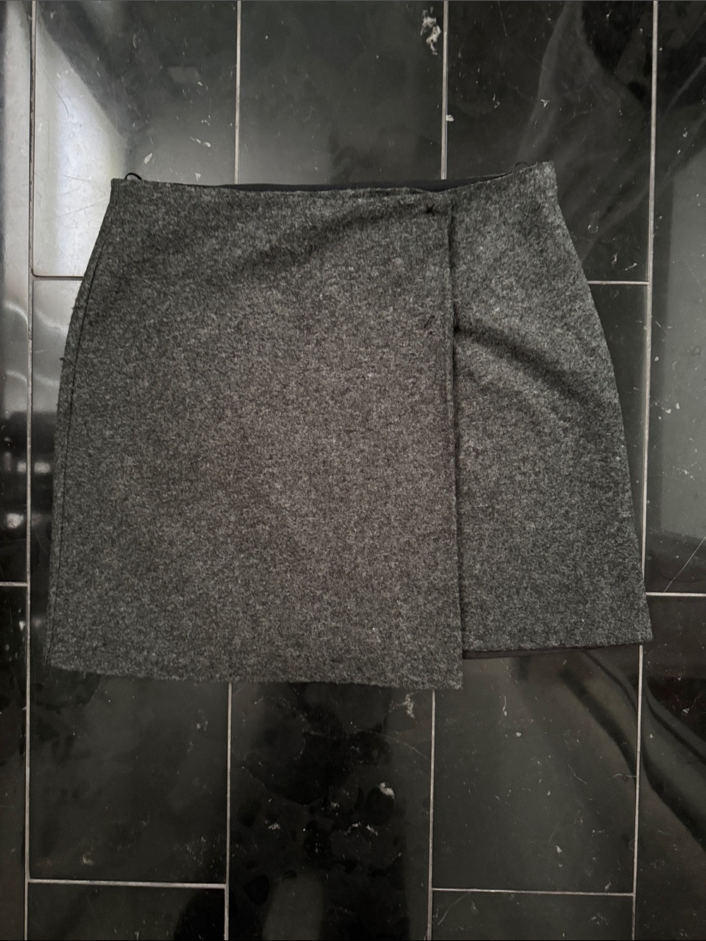 Mango Dark Charcoal Wrap Mini Skirt